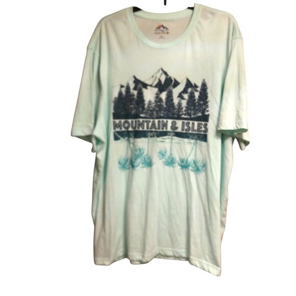 Mountain & Isles Green Short Sleeve Mountain Outdoor Graphic T-Shirt Sz XXL - Picture 1 of 16